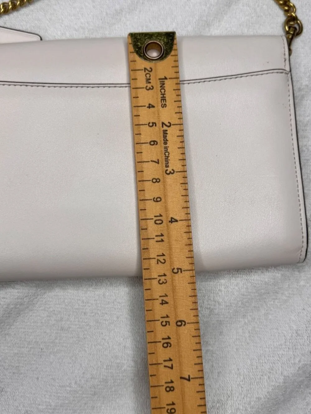 Coach Marlowe Crossbody Leather Bag Purse Gold Chain Strap Cream Compact - Picture 12 of 14